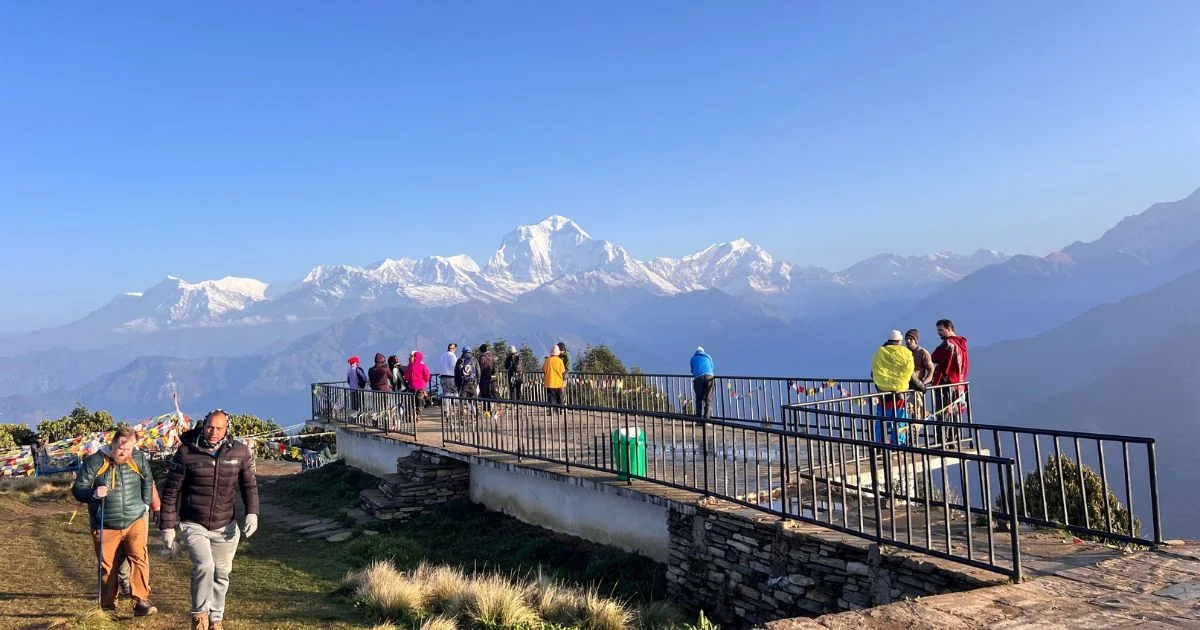 Exploreing mountain view of Dhaularigi range from Poon hill