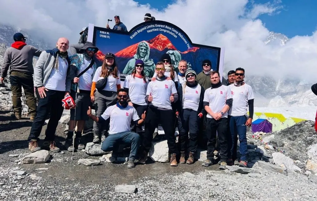 Everest Base Camp Trek – Day 8: Trekkers at Everest Base Camp (5,364 m)