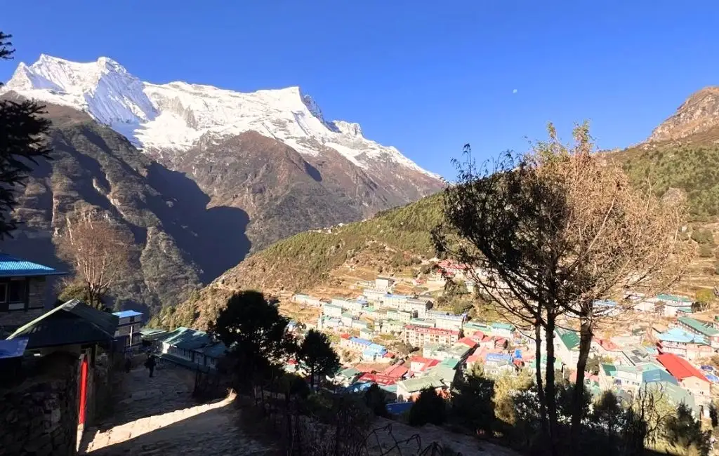 Namche Bazaar village with Himalayan backdrop