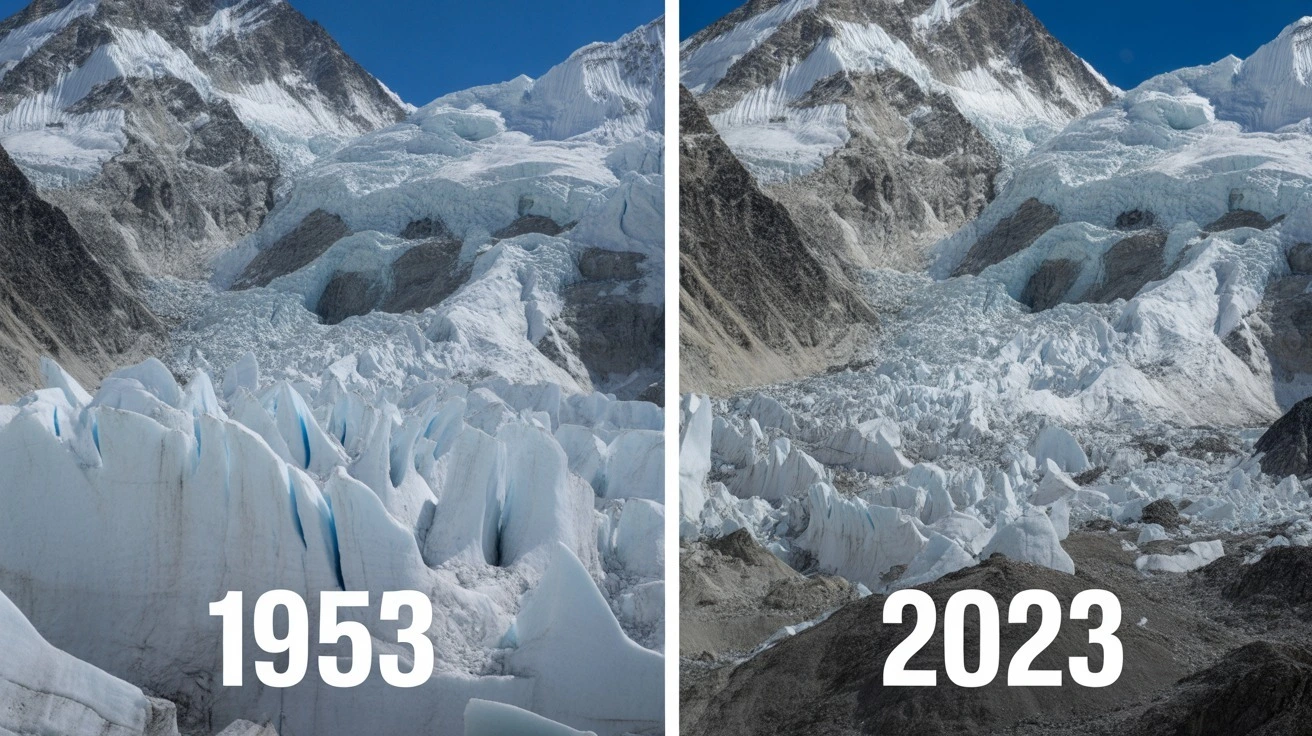 Before and After mount Makalu Comparison 
