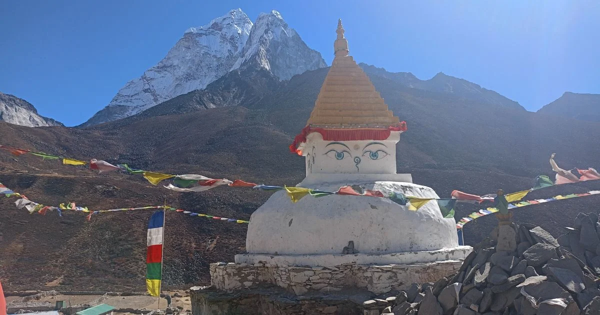 Mountain view with small stupa