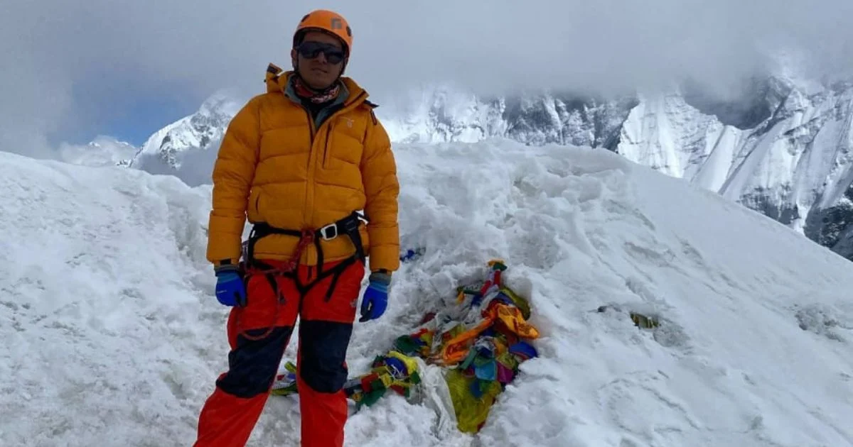 Our Guide Summiting Island peak with Clients