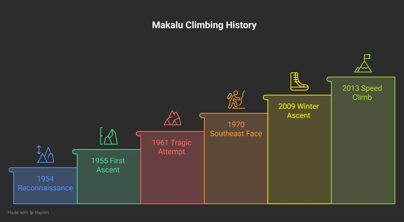 Infography Climbing History of mount makalu